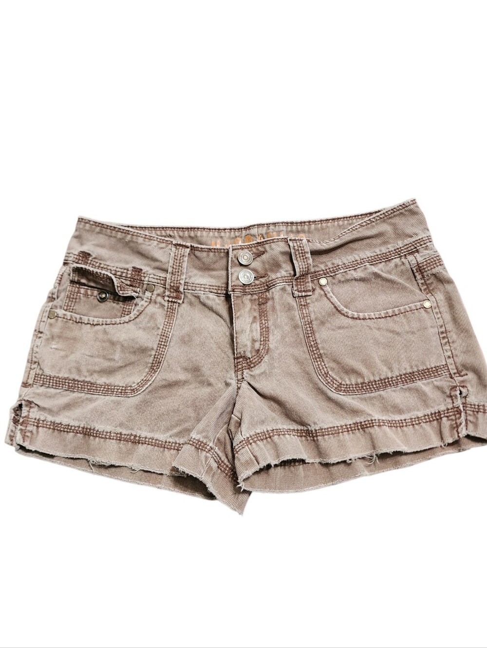 Vintage Hydraulic Y2K Micro Shorts 3/4 Tan Cotton Lowrise